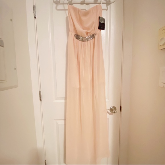 Zara Trafaluc Beaded Waist Maxi Dress in Blush - Picture 2 of 3